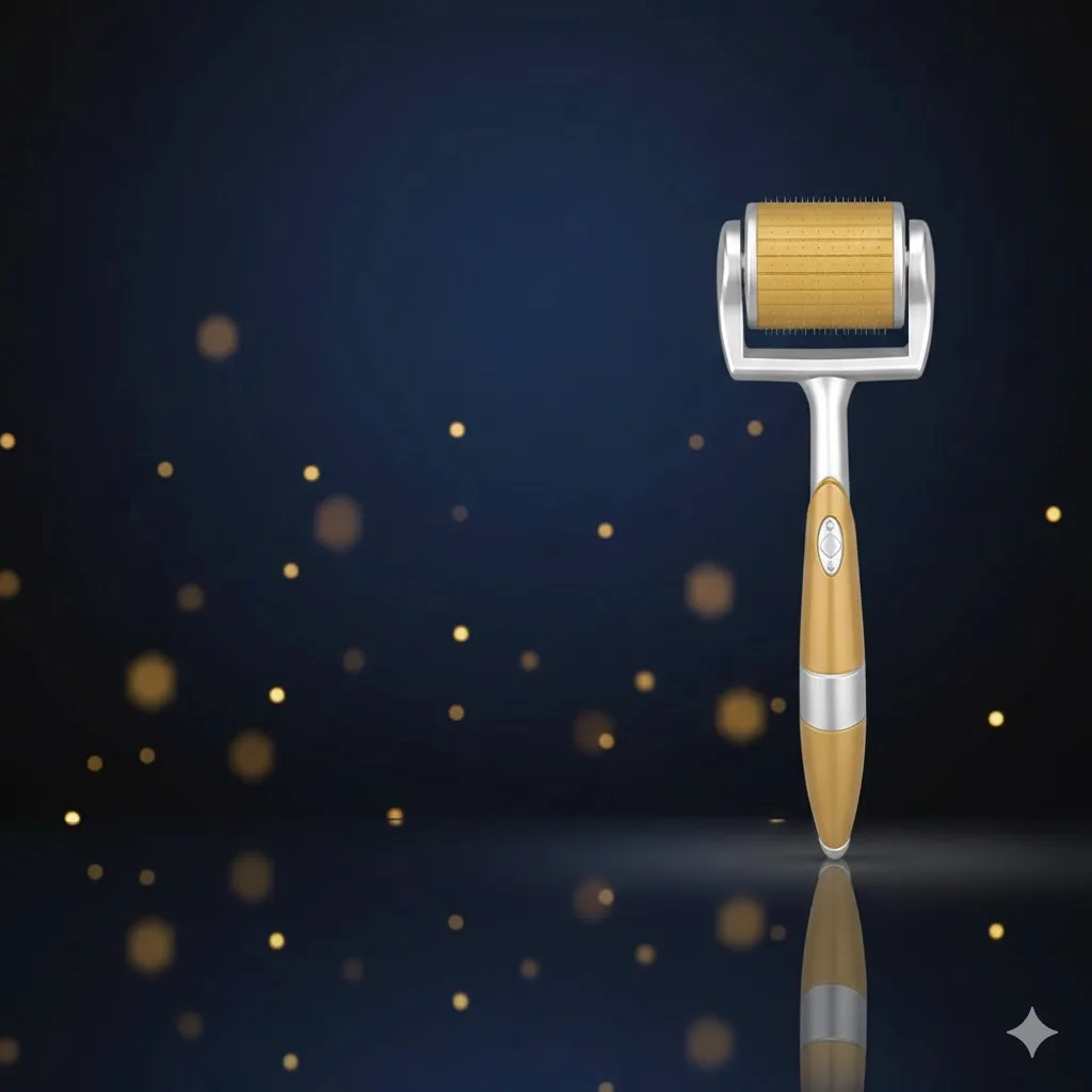 Radiant, glowing skin after derma roller treatment